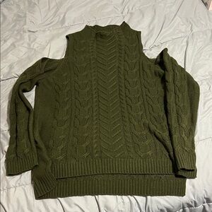 New York & Company Olive Cable Knit Turtleneck Sweater
